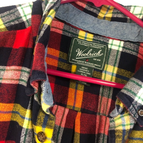 Woolrich Men's Long Sleeve Button Down Plaid Flannel Shirt - Red Yellow- XL - Picture 3 of 4